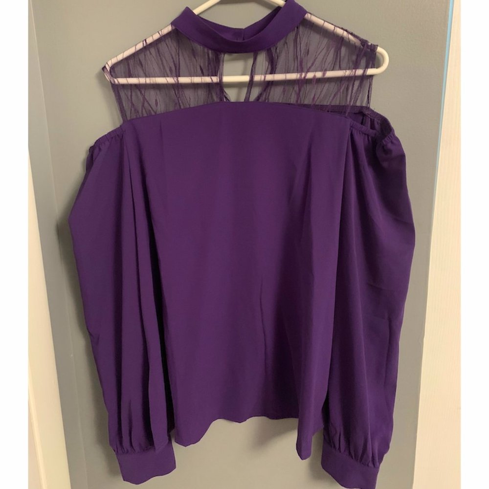 Purple Open Shoulder Sweater